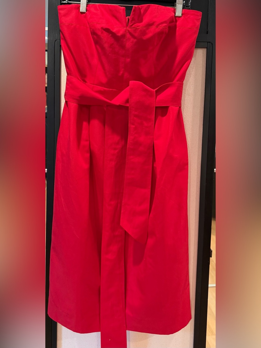J. Crew Bright Red Strapless Maxi Dress with Waist Tie (new)